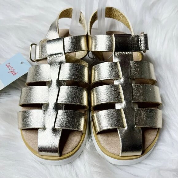 Cat and Jack Gladiator Velcro Sandals Gold Size 10 - Picture 1 of 4